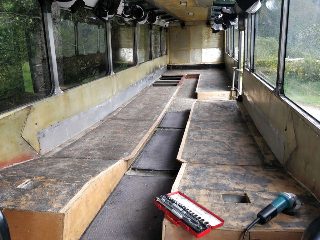 The Volvo B10 stripped out